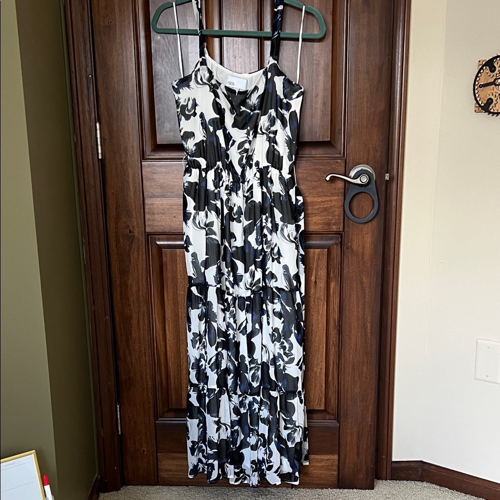 Fun and Easy Black, Blue and White Floral Maxi Dress